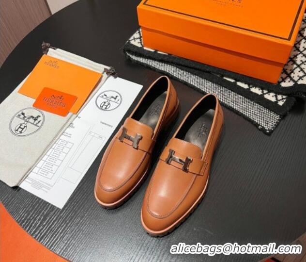 Good Quality Hermes Faubourg Loafers in Calfskin Brown 1215060