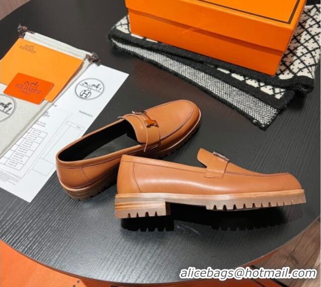 Good Quality Hermes Faubourg Loafers in Calfskin Brown 1215060