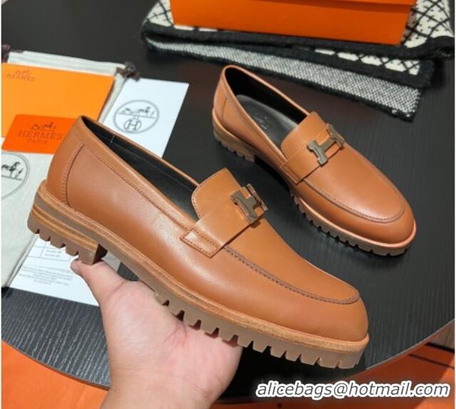 Good Quality Hermes Faubourg Loafers in Calfskin Brown 1215060