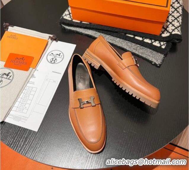 Good Quality Hermes Faubourg Loafers in Calfskin Brown 1215060