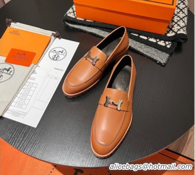 Good Quality Hermes Faubourg Loafers in Calfskin Brown 1215060