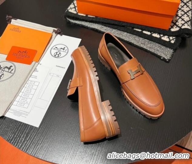 Good Quality Hermes Faubourg Loafers in Calfskin Brown 1215060