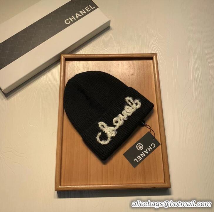 Famous Brand Chanel Knit Beret Hat 091589 Black