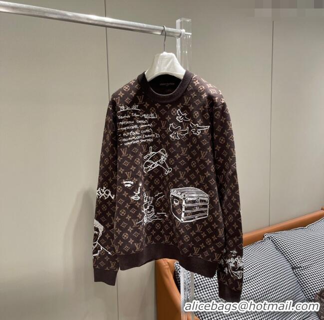 Promotional Louis Vuitton Monogram Wool Sweater LV110923 Brown 2023