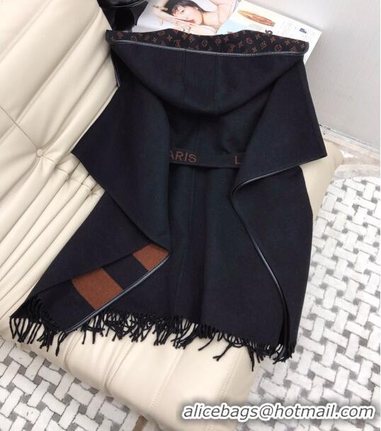 Best Price Louis Vuitton Hooded Wrap Coat CH110933 Black/Brown 2023