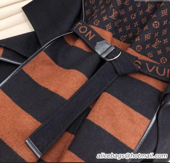 Best Price Louis Vuitton Hooded Wrap Coat CH110933 Black/Brown 2023