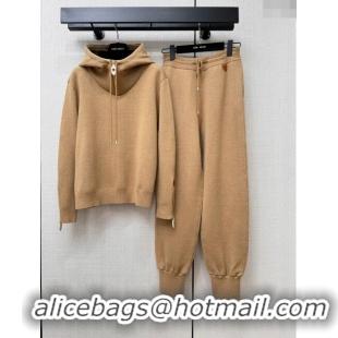 Low Cost Louis Vuitton Wool-Silk Cropped Hoodie and Pants LV110934 Dark Camel 2023