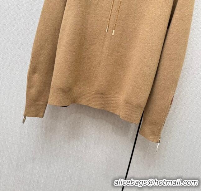 Low Cost Louis Vuitton Wool-Silk Cropped Hoodie and Pants LV110934 Dark Camel 2023