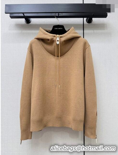 Low Cost Louis Vuitton Wool-Silk Cropped Hoodie and Pants LV110934 Dark Camel 2023