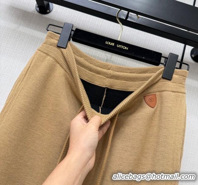 Low Cost Louis Vuitton Wool-Silk Cropped Hoodie and Pants LV110934 Dark Camel 2023