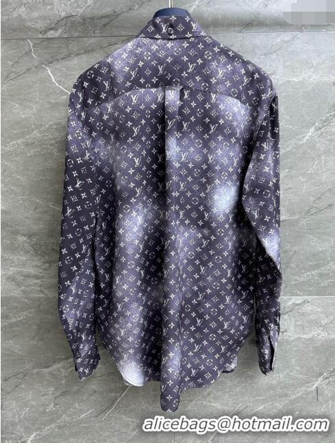 ​Low Price Louis Vuitton Monogram Cloud Shirt in Silk 1AFHI8 Black 2023