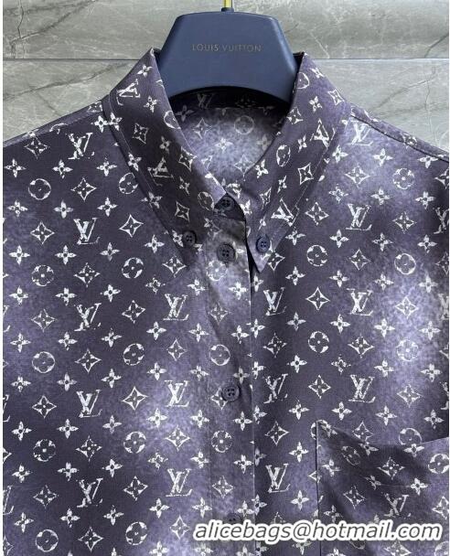 ​Low Price Louis Vuitton Monogram Cloud Shirt in Silk 1AFHI8 Black 2023