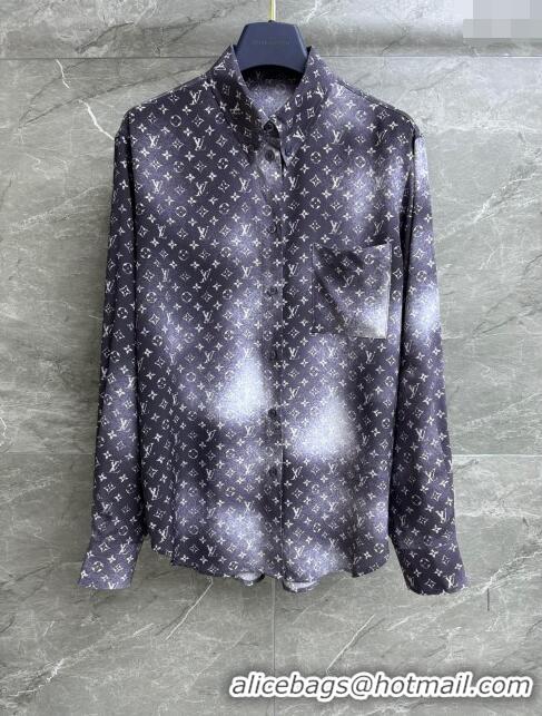 ​Low Price Louis Vuitton Monogram Cloud Shirt in Silk 1AFHI8 Black 2023