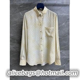 Reasonable Price Louis Vuitton Monogram Cloud Shirt in Silk 1AFDLK Yellow 2023