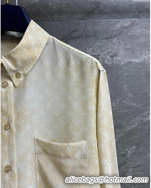 Reasonable Price Louis Vuitton Monogram Cloud Shirt in Silk 1AFDLK Yellow 2023