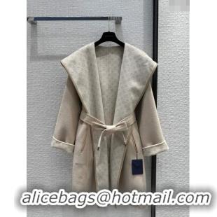 Buy Discount Louis Vuitton FLIGHT MODE Reversible Signature Hooded Wrap Coat 1AC02P Beige 2023