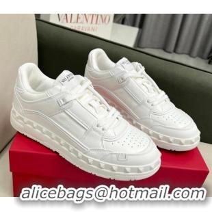 Stylish Valentino Freedots Low Top Calfskin Sneakers White Leather 121102