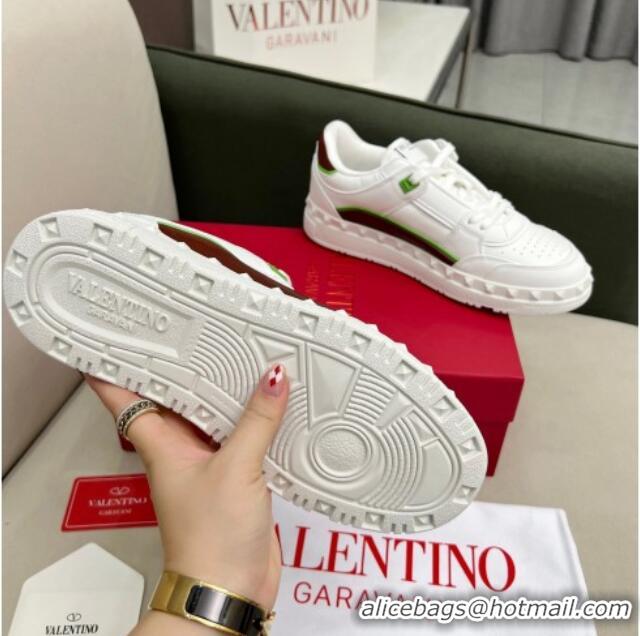 Buy Discount Valentino Freedots Low Top Calfskin Sneakers White/Brown 121103