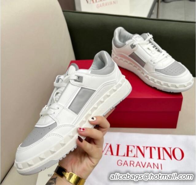 Best Grade alentino Freedots Low Top Calfskin Sneakers White/Grey 1121104