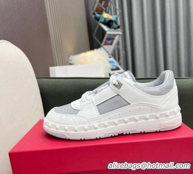 Best Grade alentino Freedots Low Top Calfskin Sneakers White/Grey 1121104