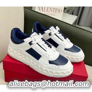 Duplicate Valentino Freedots Low Top Calfskin Sneakers White/Navy Blue 121106