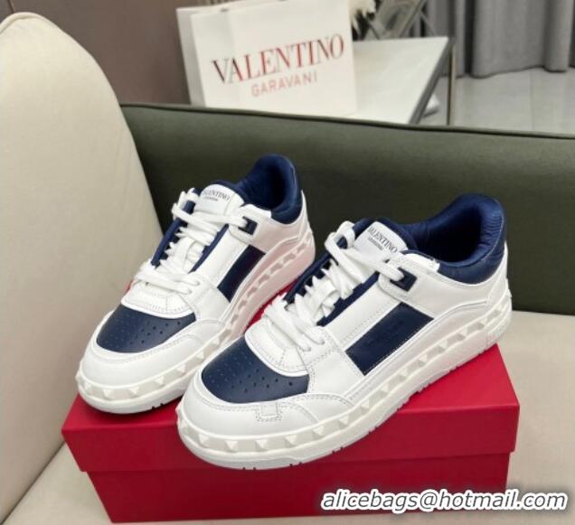 Duplicate Valentino Freedots Low Top Calfskin Sneakers White/Navy Blue 121106