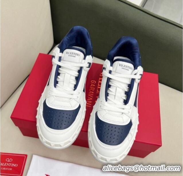 Duplicate Valentino Freedots Low Top Calfskin Sneakers White/Navy Blue 121106