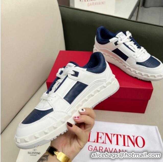 Duplicate Valentino Freedots Low Top Calfskin Sneakers White/Navy Blue 121106