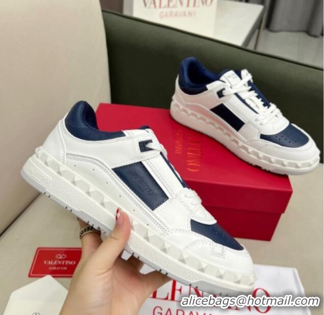 Duplicate Valentino Freedots Low Top Calfskin Sneakers White/Navy Blue 121106