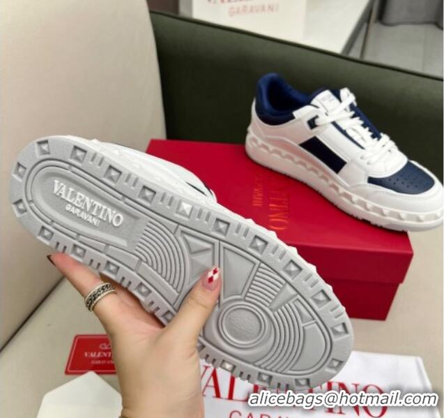 Duplicate Valentino Freedots Low Top Calfskin Sneakers White/Navy Blue 121106