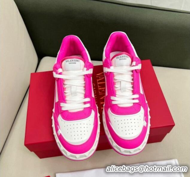 Sophisticated Valentino Freedots Low Top Calfskin Sneakers White/Dark Pink 121108