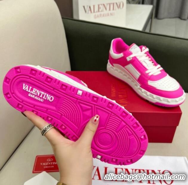 Sophisticated Valentino Freedots Low Top Calfskin Sneakers White/Dark Pink 121108