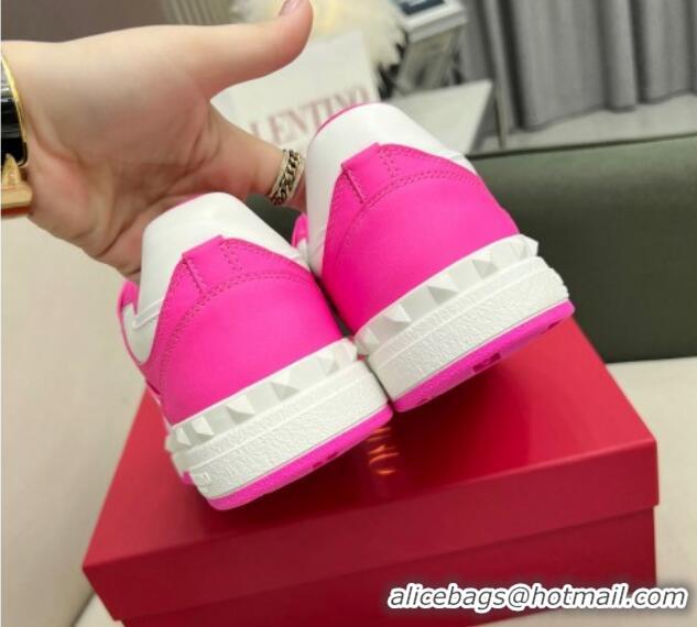 Sophisticated Valentino Freedots Low Top Calfskin Sneakers White/Dark Pink 121108