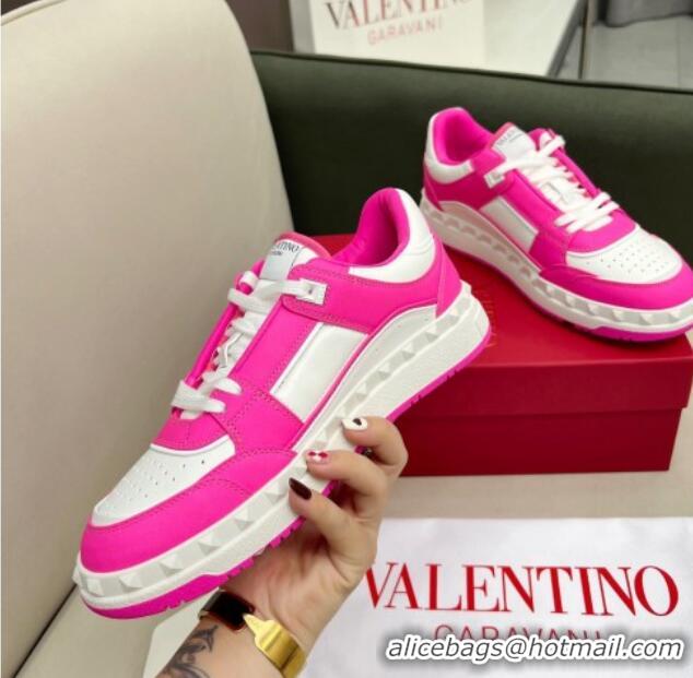 Sophisticated Valentino Freedots Low Top Calfskin Sneakers White/Dark Pink 121108