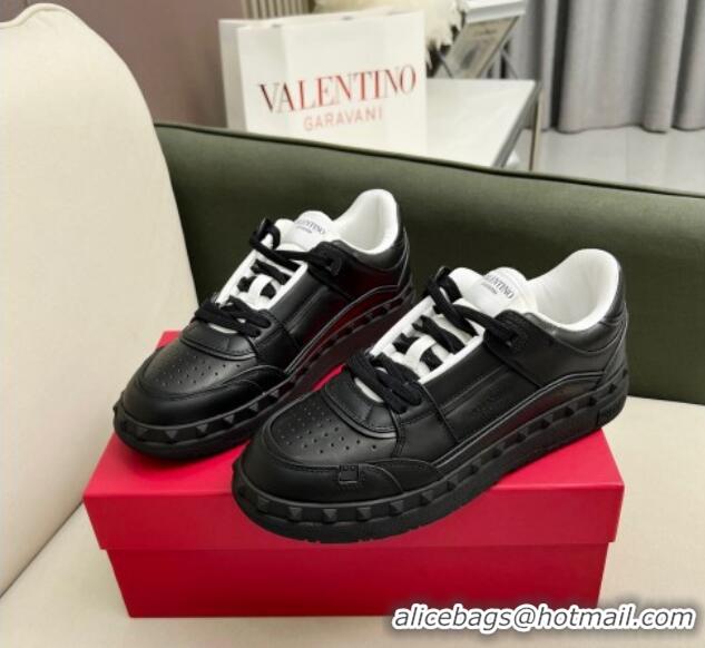 Grade Quality Valentino Freedots Low Top Calfskin Sneakers Black 121109