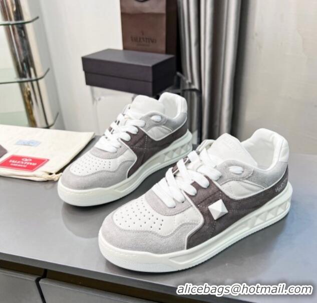 Sumptuous alentino ONE STUD Sneakers in Split Leather and Suede White/Grey 121110