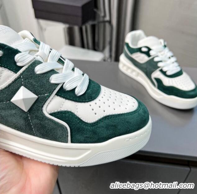 Stylish alentino ONE STUD Sneakers in Split Leather and Suede White/Green 121111