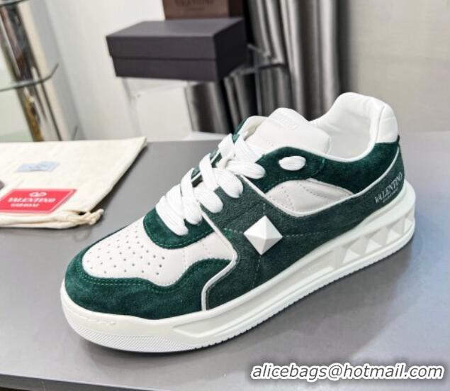 Stylish alentino ONE STUD Sneakers in Split Leather and Suede White/Green 121111