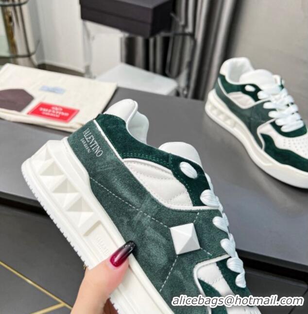 Stylish alentino ONE STUD Sneakers in Split Leather and Suede White/Green 121111