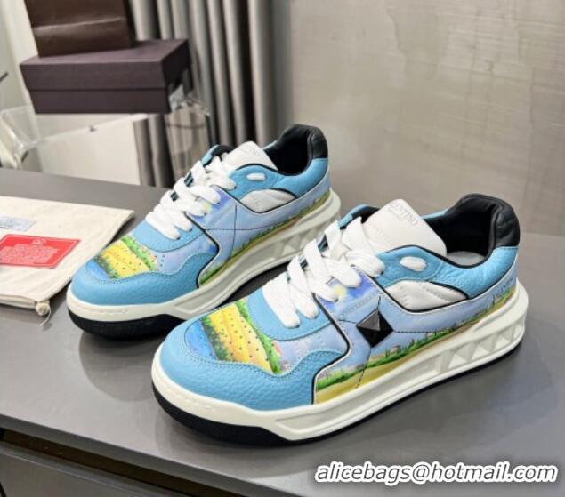 Modern alentino ONE STUD Sneakers in Printed Calfskin Blue/Yellow 121113