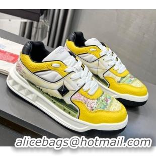 Unique Style alentino ONE STUD Sneakers in Printed Calfskin Yellow 121115