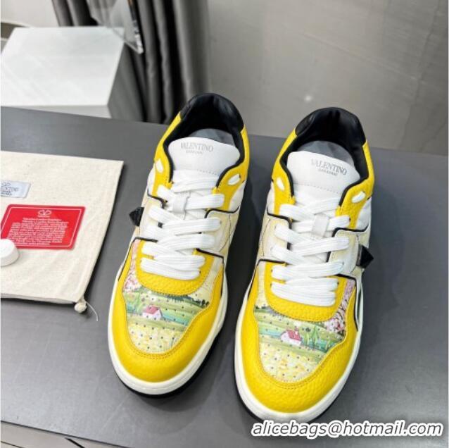 Unique Style alentino ONE STUD Sneakers in Printed Calfskin Yellow 121115