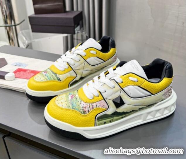 Unique Style alentino ONE STUD Sneakers in Printed Calfskin Yellow 121115