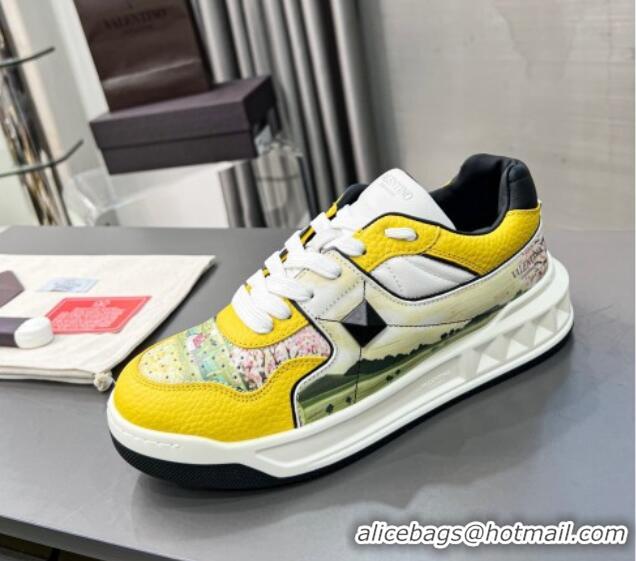 Unique Style alentino ONE STUD Sneakers in Printed Calfskin Yellow 121115