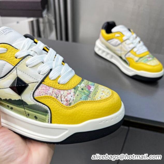 Unique Style alentino ONE STUD Sneakers in Printed Calfskin Yellow 121115