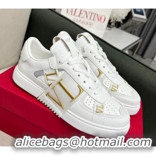 Good Quality alentino VL7N Low Banded Calfskin Sneakers White 121119