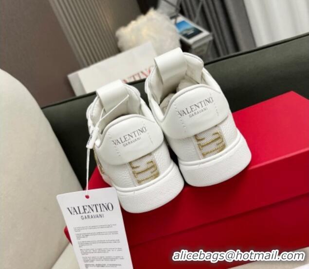 Good Quality alentino VL7N Low Banded Calfskin Sneakers White 121119