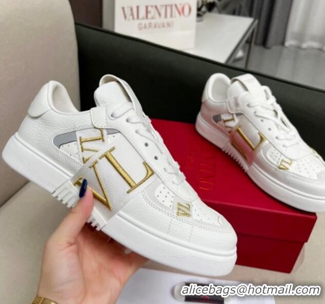 Good Quality alentino VL7N Low Banded Calfskin Sneakers White 121119