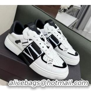 Durable Valentino VL7N Low Banded Calfskin Sneakers White/Black 121124