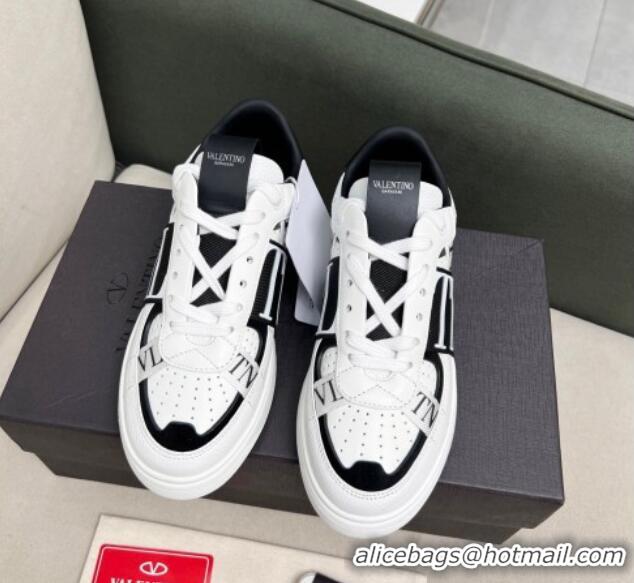 Durable Valentino VL7N Low Banded Calfskin Sneakers White/Black 121124